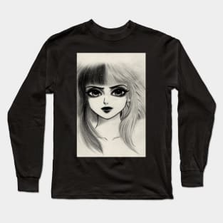 Portrait of two hair color girl Long Sleeve T-Shirt